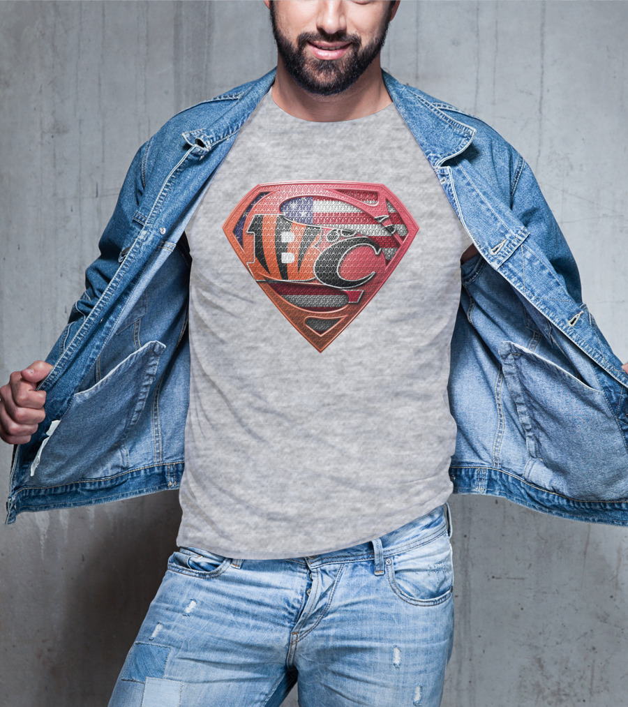Superman Nfl Logo With American Flag Shield T-Shirt