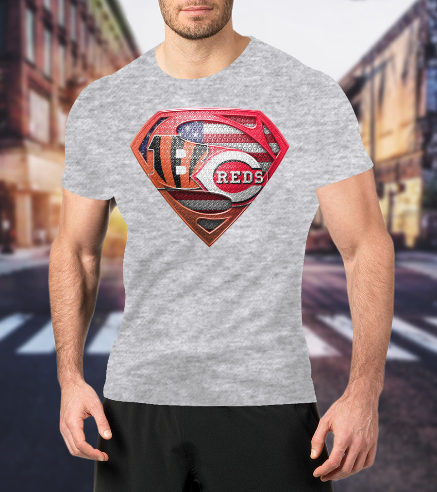 Bengals Reds American Flag Super Symbol T-Shirt