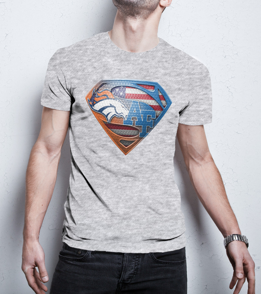 Air Force Falcons Denver Broncos American Flag Shield T-Shirt