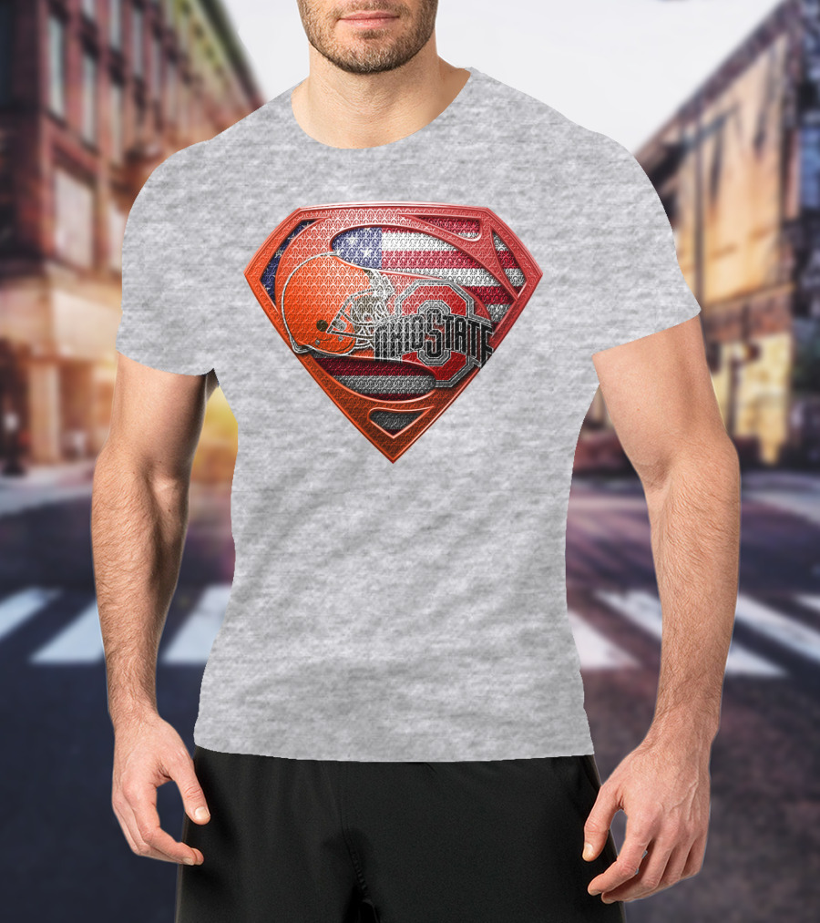 Ohio State Buckeyes American Flag Superman Logo Sps T-Shirt