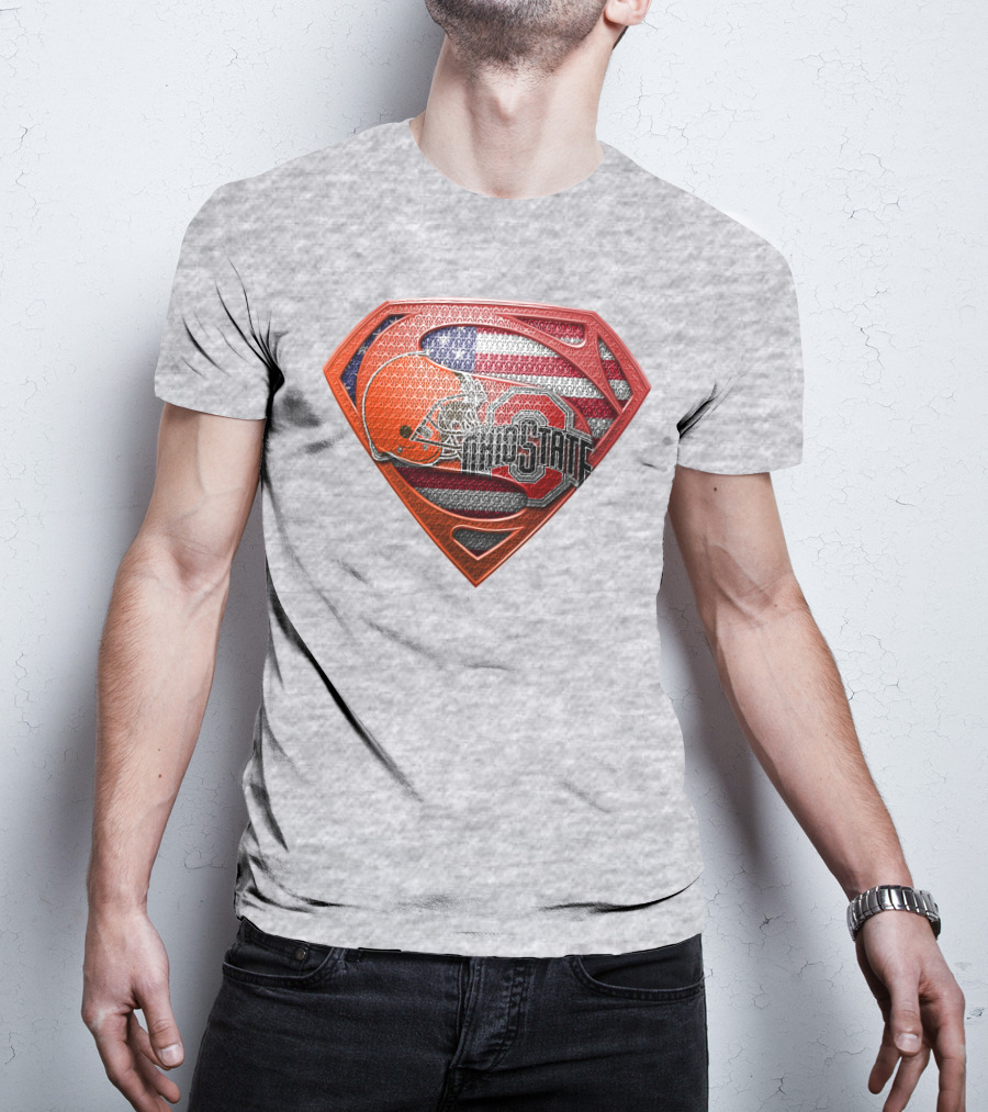 Ohio State Buckeyes American Flag Superman Logo Sps T-Shirt