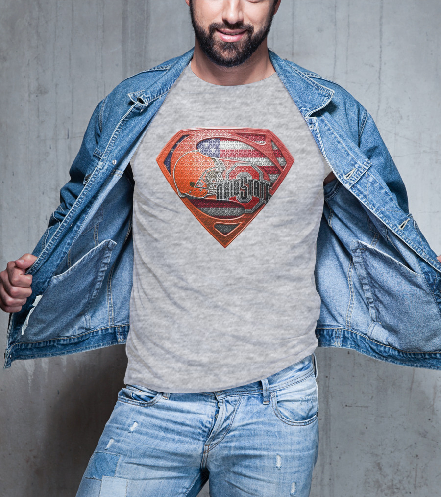 Ohio State Buckeyes American Flag Superman Logo Sps T-Shirt