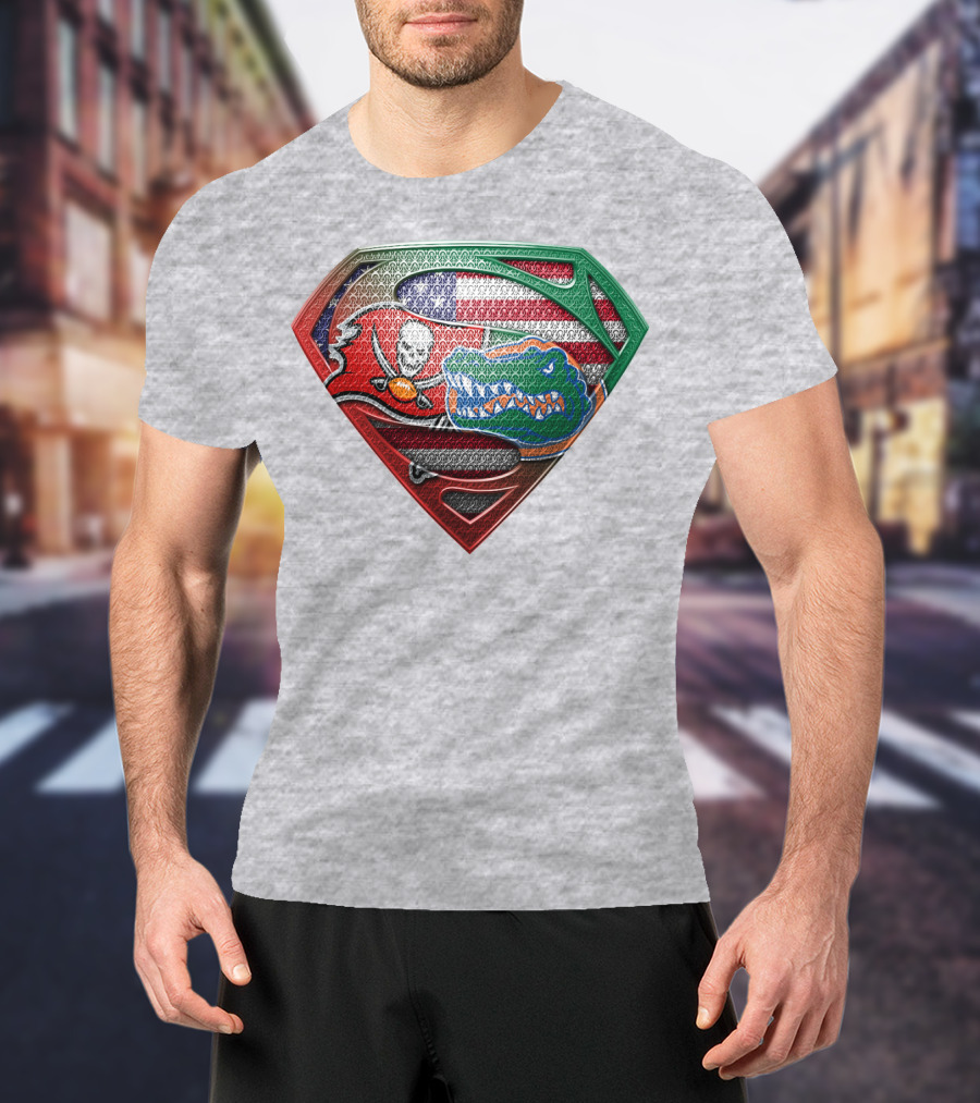 Superman Logo Tampa Bay Buccaneers Florida Gators American Flag T-Shirt