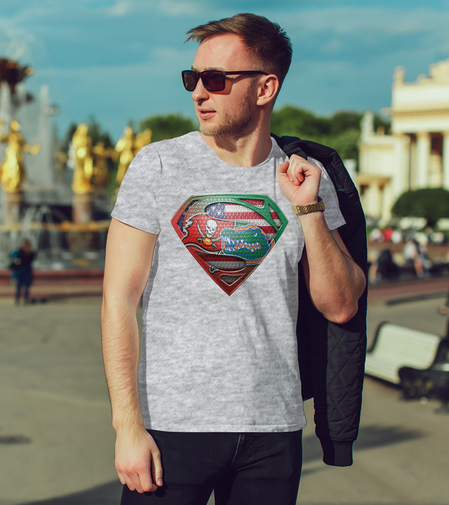 Superman Logo Tampa Bay Buccaneers Florida Gators American Flag T-Shirt