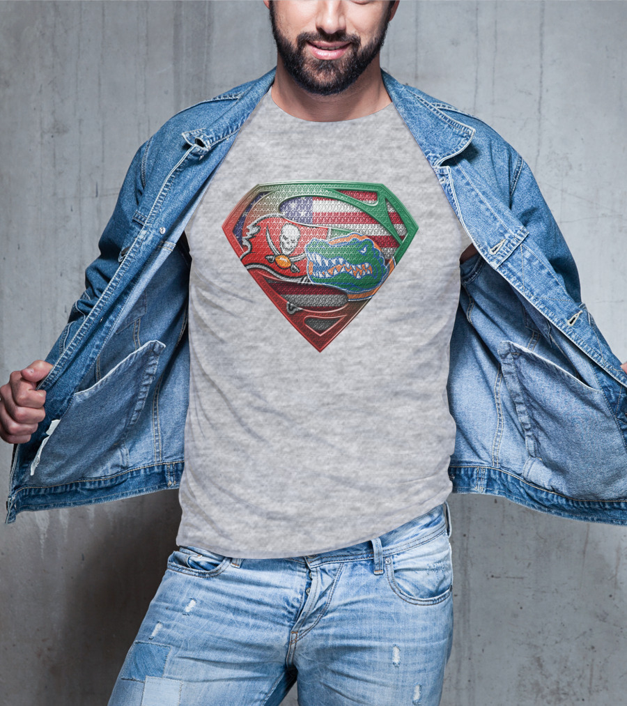 Superman Logo Tampa Bay Buccaneers Florida Gators American Flag T-Shirt