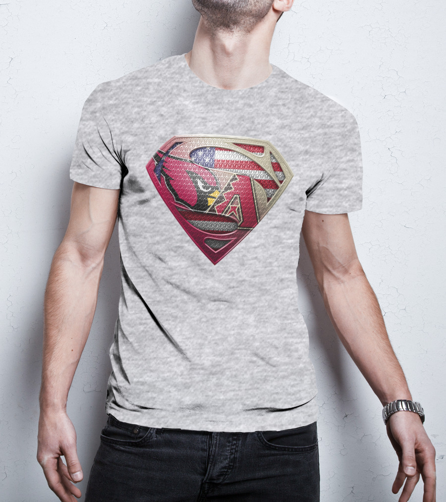 Superman American Flag Arizona Cardinals Logo Fusion T-Shirt