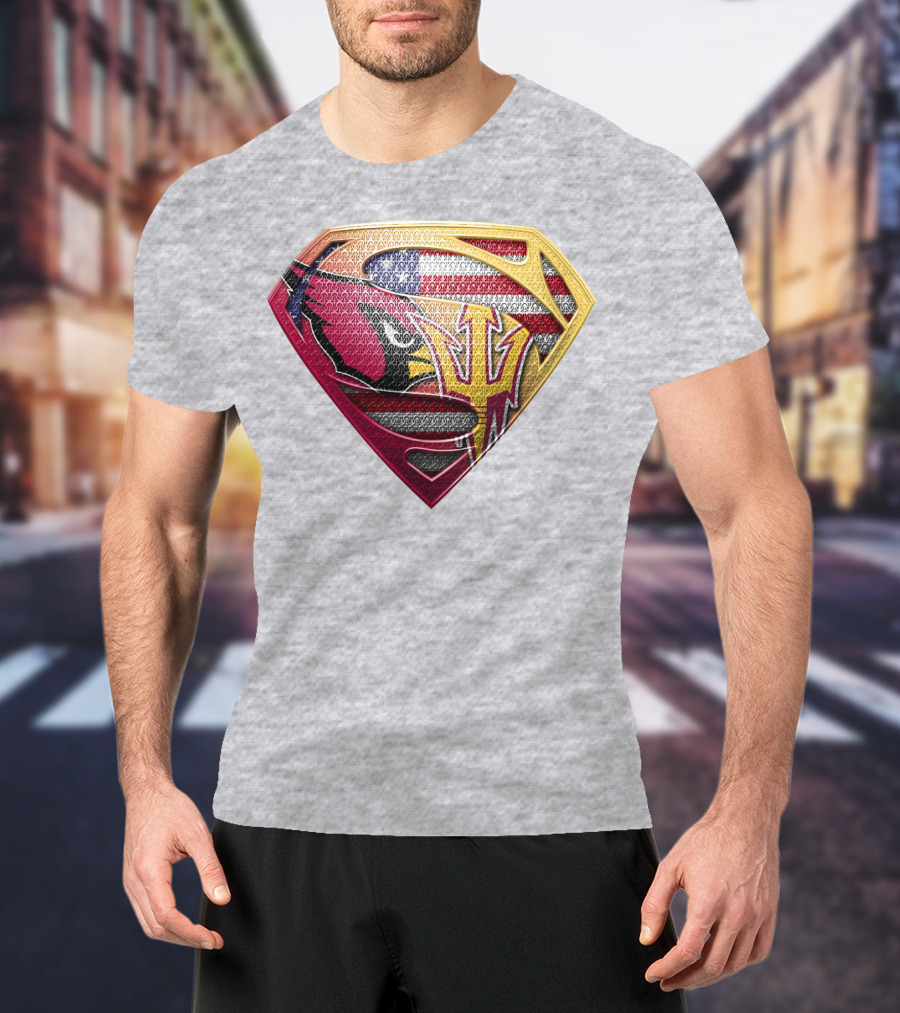 Cardinals And Sun Devils Super Shield American Flag T-Shirt