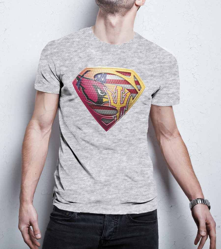 Cardinals And Sun Devils Super Shield American Flag T-Shirt