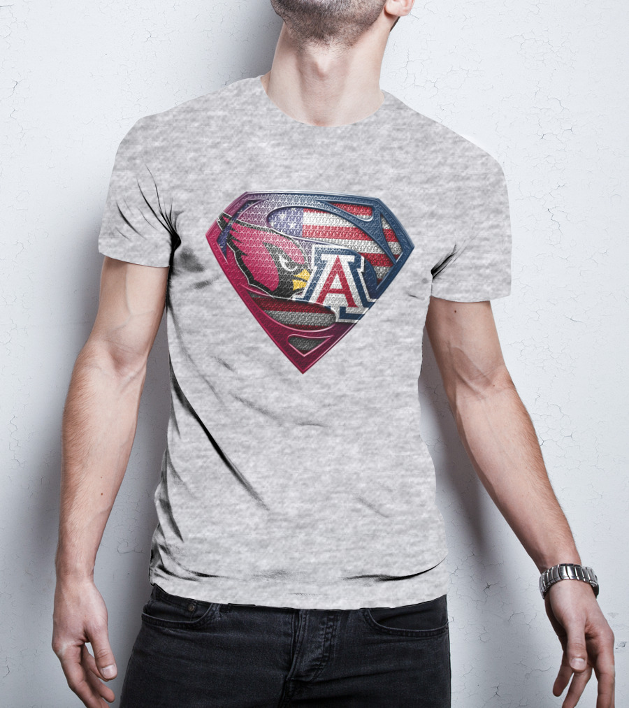 Arizona Cardinals Arizona Wildcats American Flag Shield T-Shirt