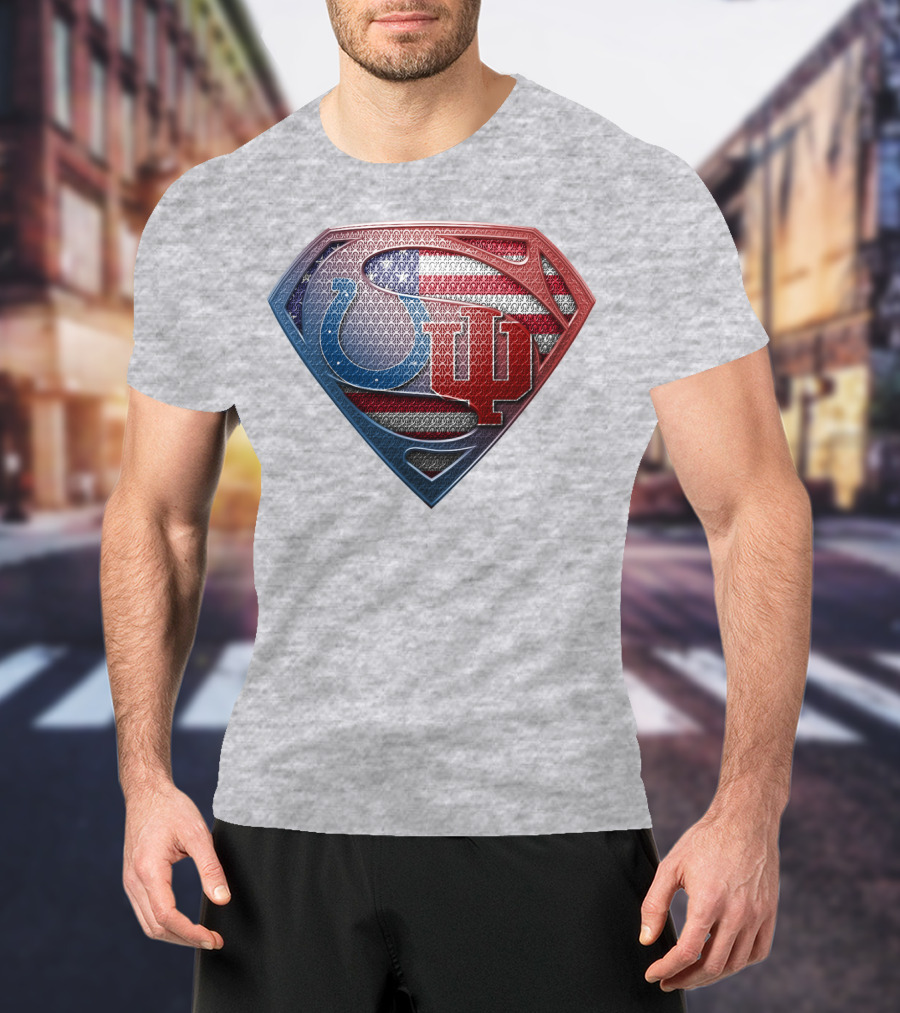 Superman Colts Indiana University American Flag T-Shirt