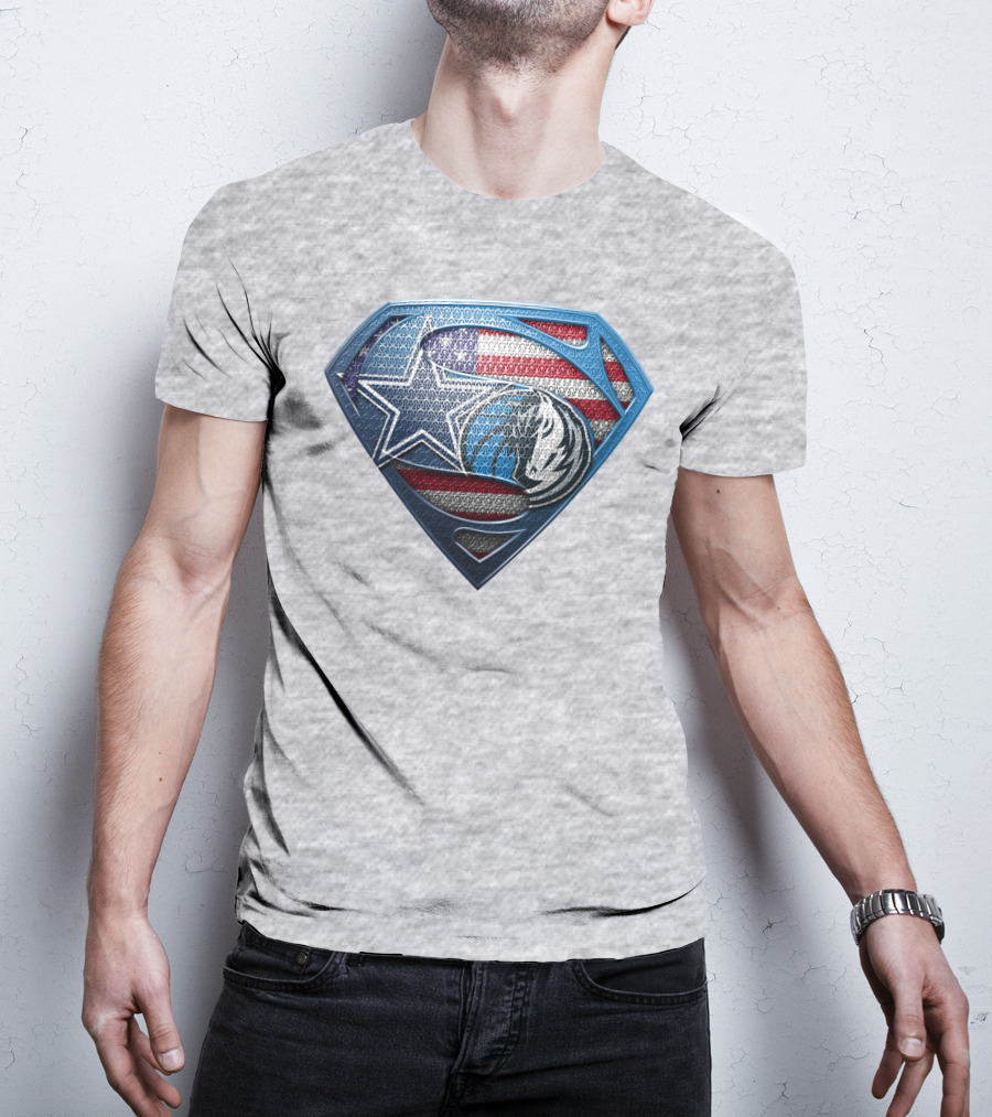 Dallas Basketball Heroes Shield Design With American Flag T-Shirt