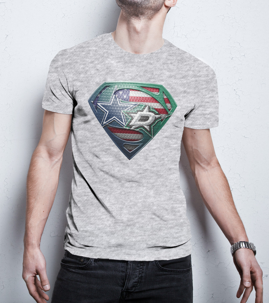 Dallas Stars American Flag Superman T-Shirt
