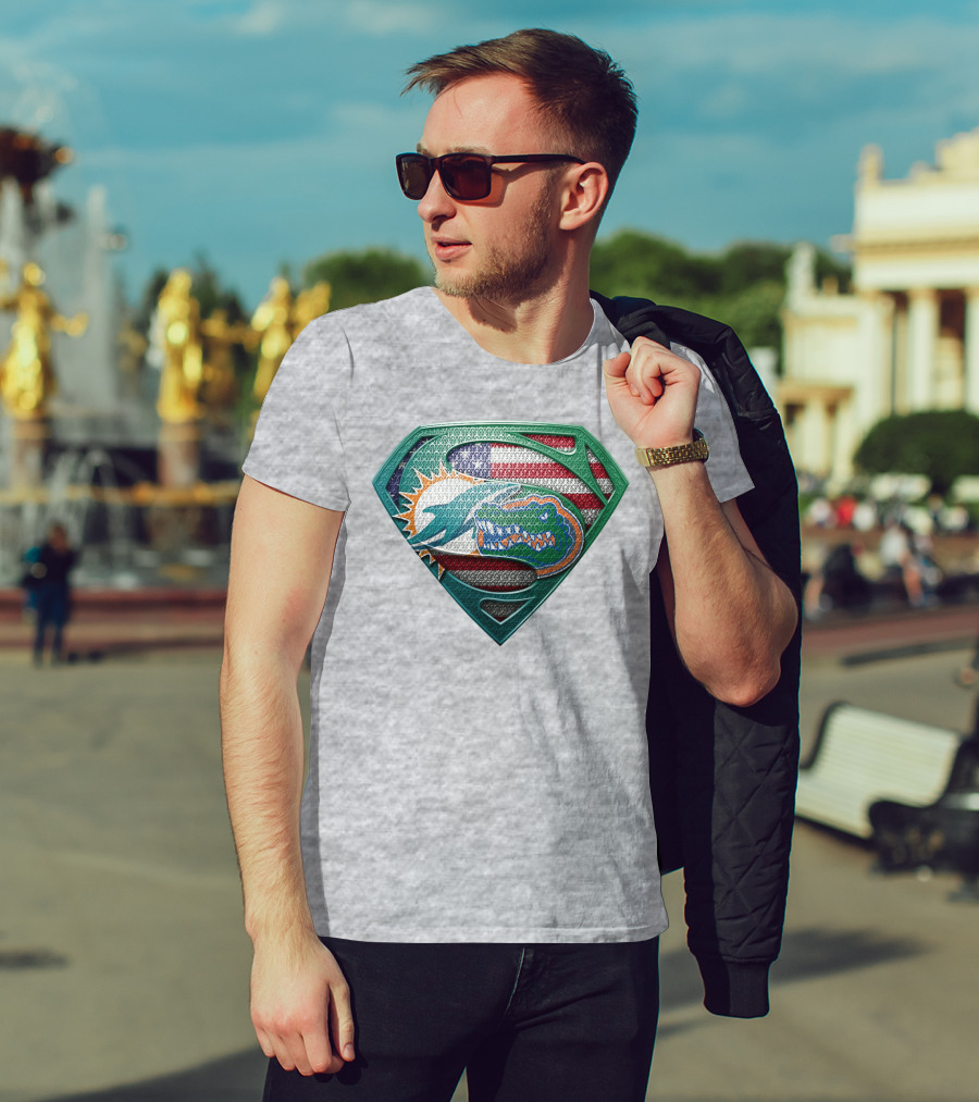 Superman Gator American Flag Miami Football T-Shirt