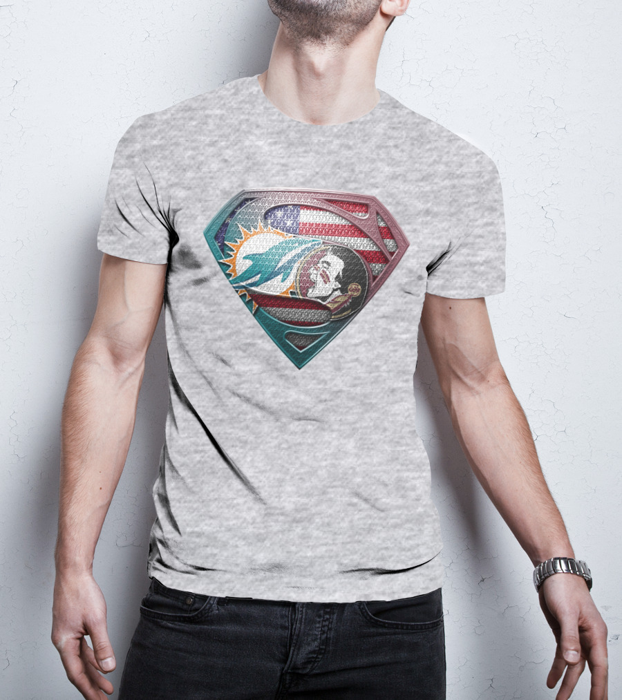 Miami Dolphins Superman American Flag T-Shirt