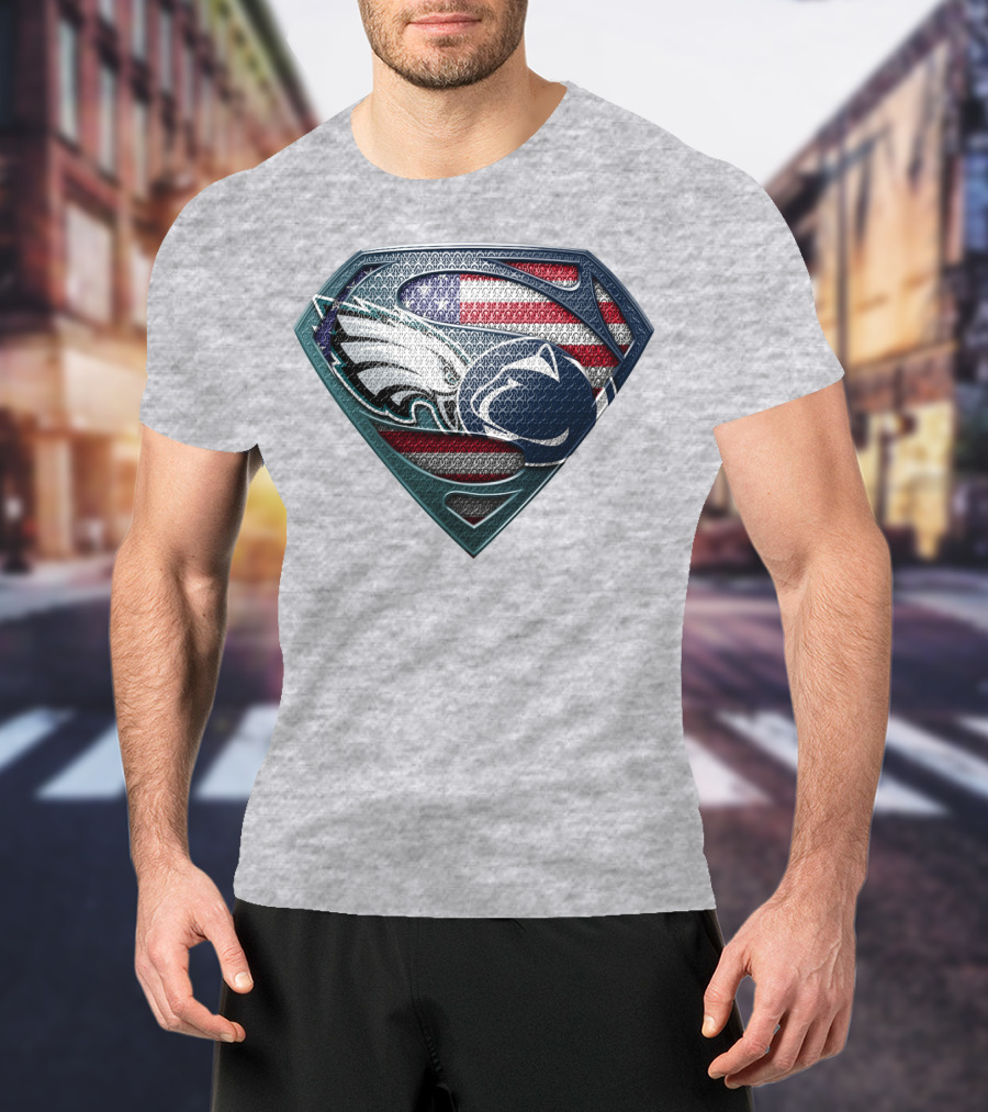 American Flag Philadelphia Eagles Penn State Superman Shield T-Shirt