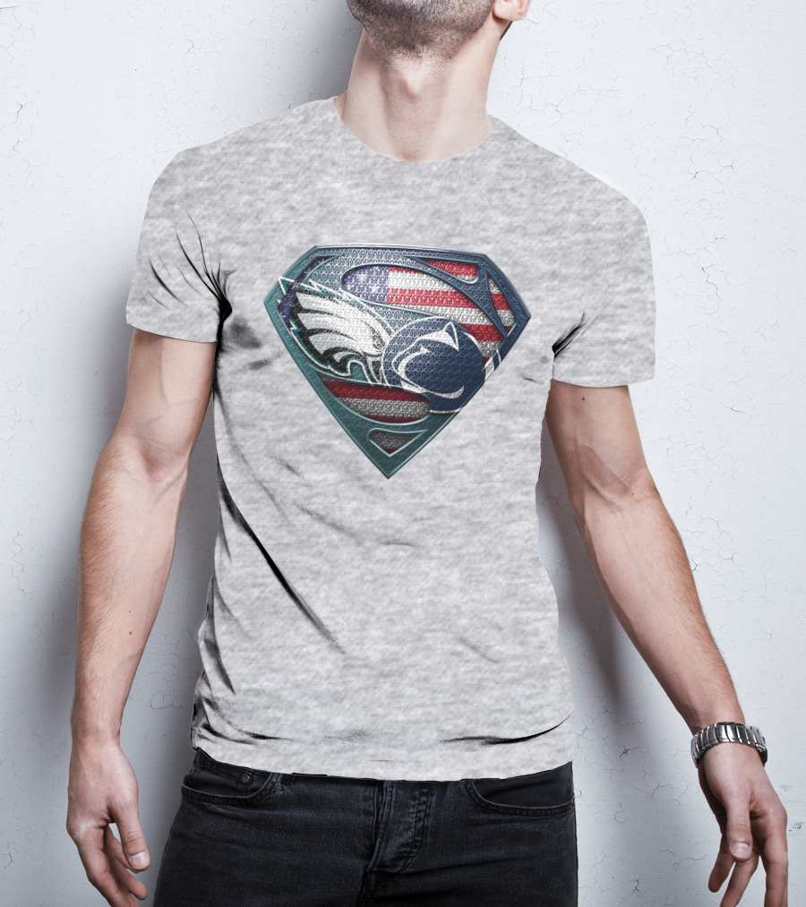 American Flag Philadelphia Eagles Penn State Superman Shield T-Shirt