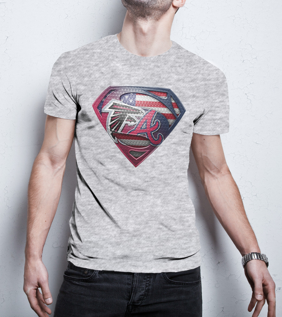 Superman Shield Atlanta Falcons Braves Usa Flag T-Shirt