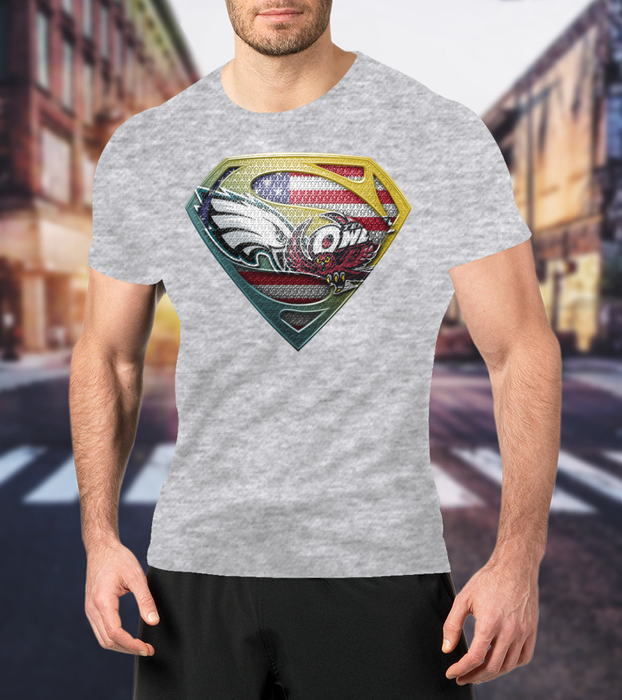Eagle Owl American Flag Superman Shield T-Shirt