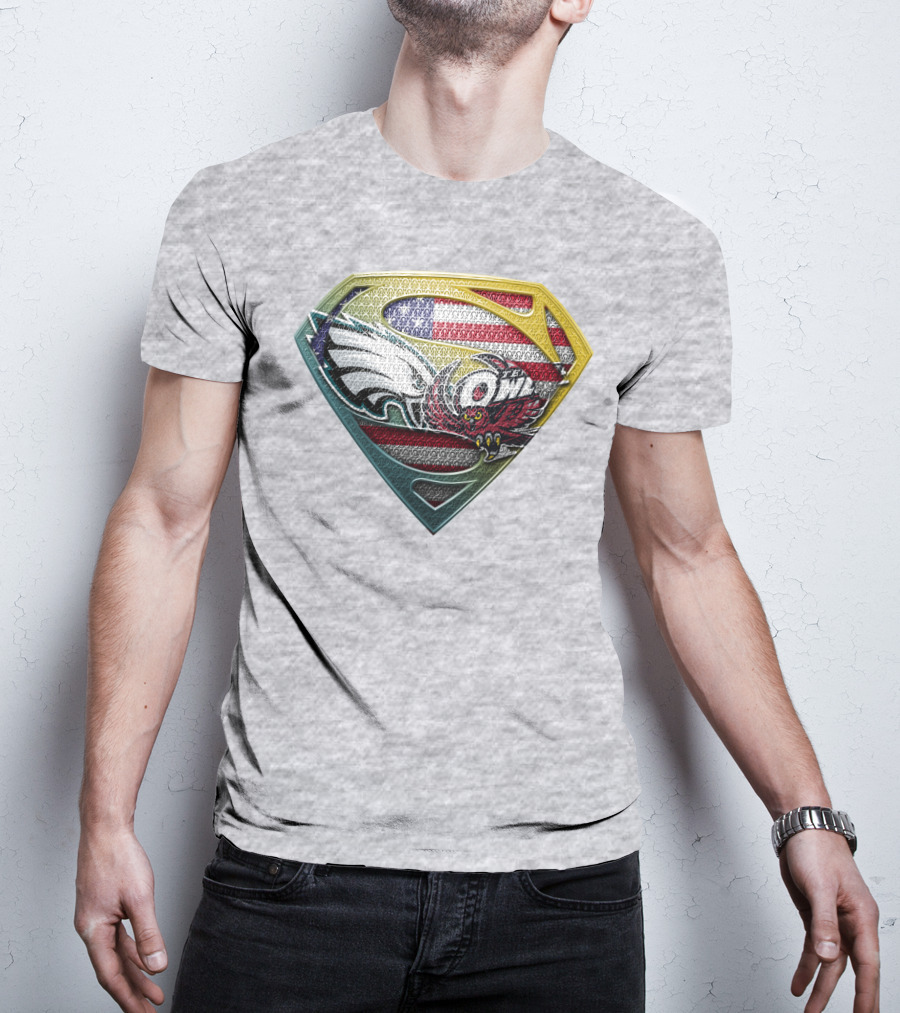Eagle Owl American Flag Superman Shield T-Shirt