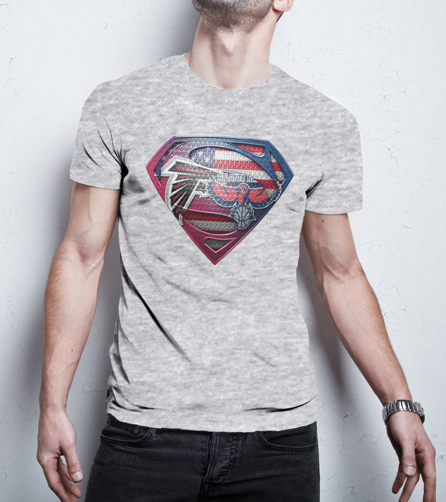 Atlanta Falcons Hawks Superman American Flag Superhero T-Shirt