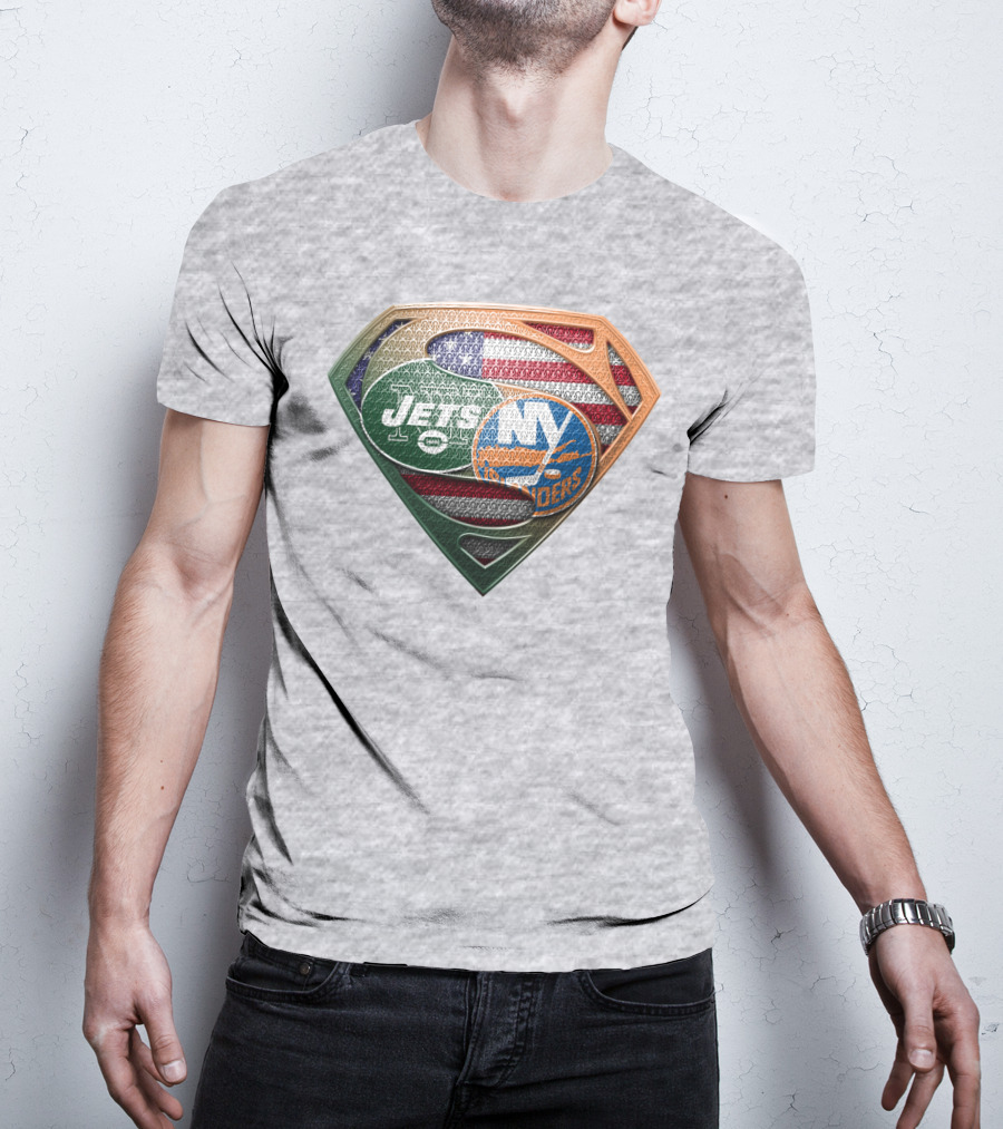 Jets Islanders American Flag Shield T-Shirt