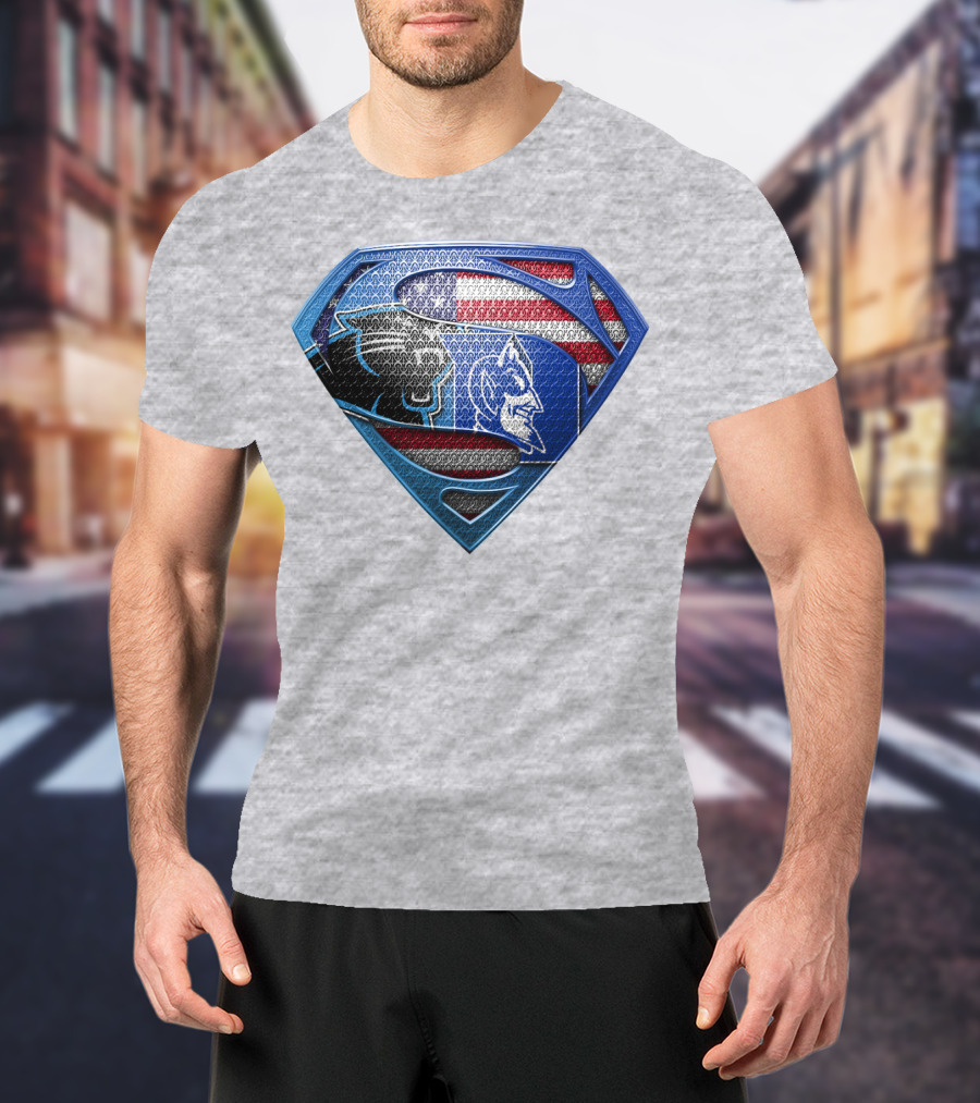 Super Carolina Panthers Duke Blue Devils American Flag T-Shirt