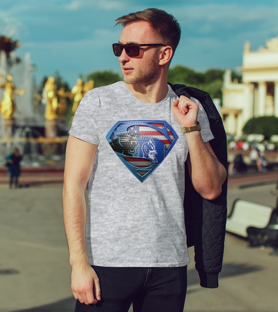 Super Carolina Panthers Duke Blue Devils American Flag T-Shirt