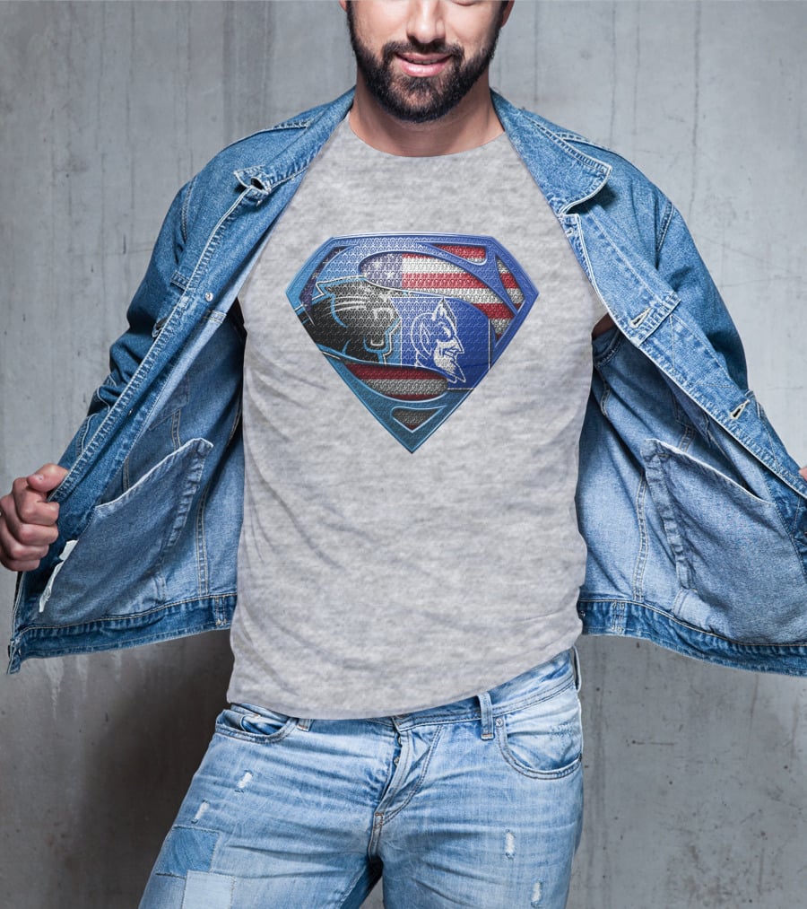 Super Carolina Panthers Duke Blue Devils American Flag T-Shirt