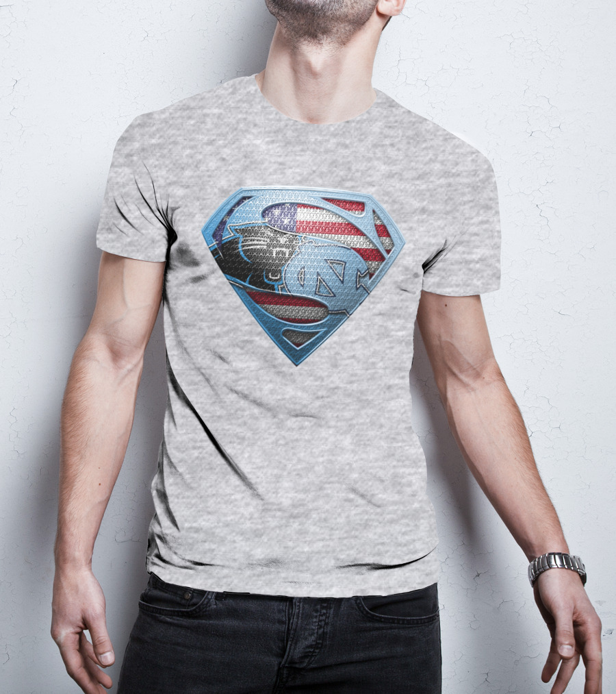North Carolina Panthers Superman Usa Flag T-Shirt