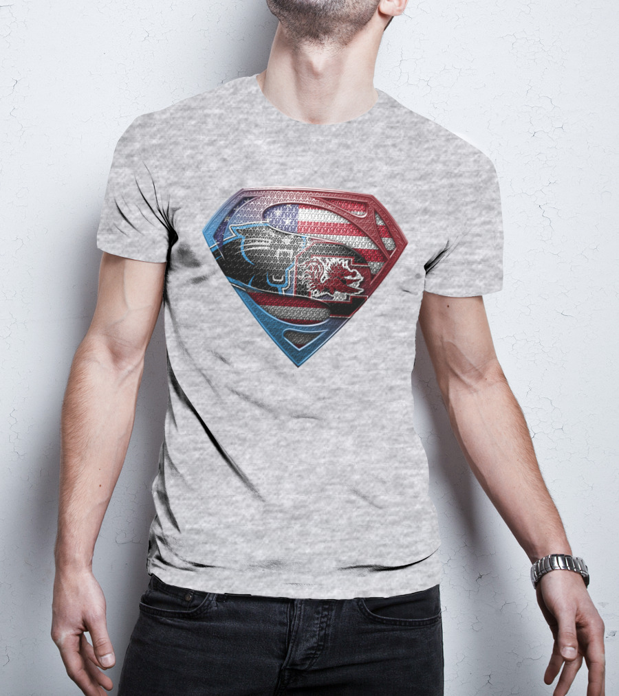 Superman Shield American Flag Panthers Gamecocks T-Shirt