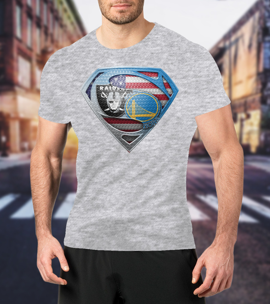 Superhero Shield Raiders Warriors American Flag T-Shirt