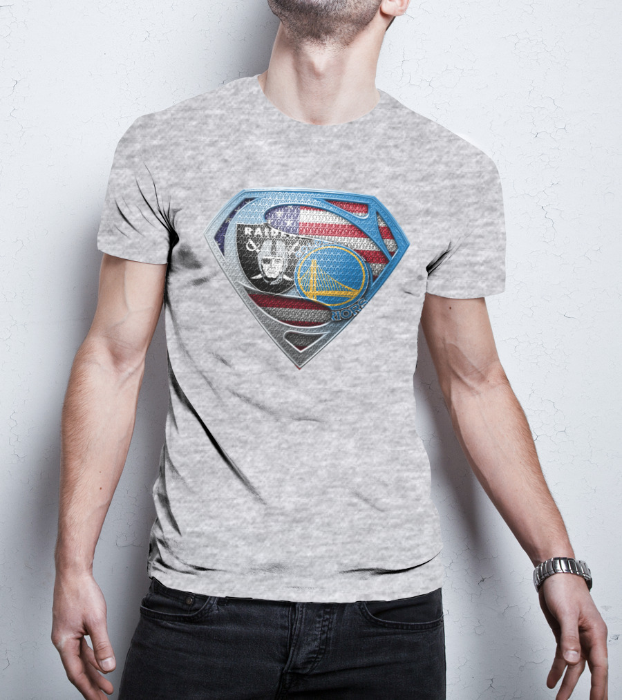 Superhero Shield Raiders Warriors American Flag T-Shirt