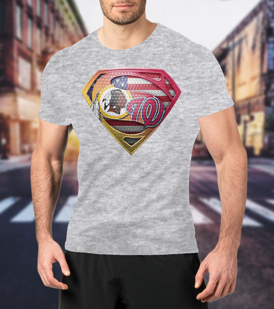 Washington W Super Redskins Patriots Flag Superman T-Shirt