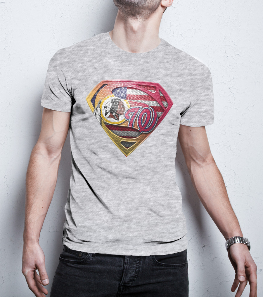 Washington W Super Redskins Patriots Flag Superman T-Shirt