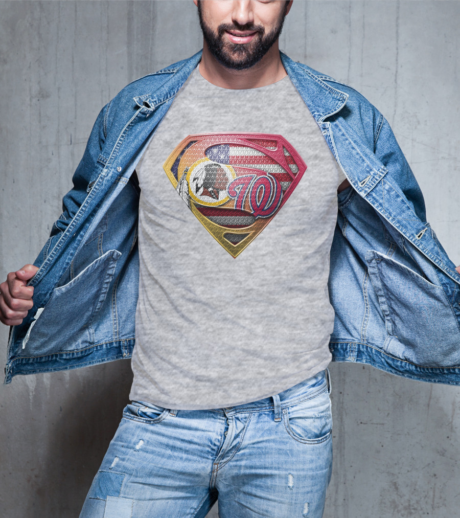 Washington W Super Redskins Patriots Flag Superman T-Shirt