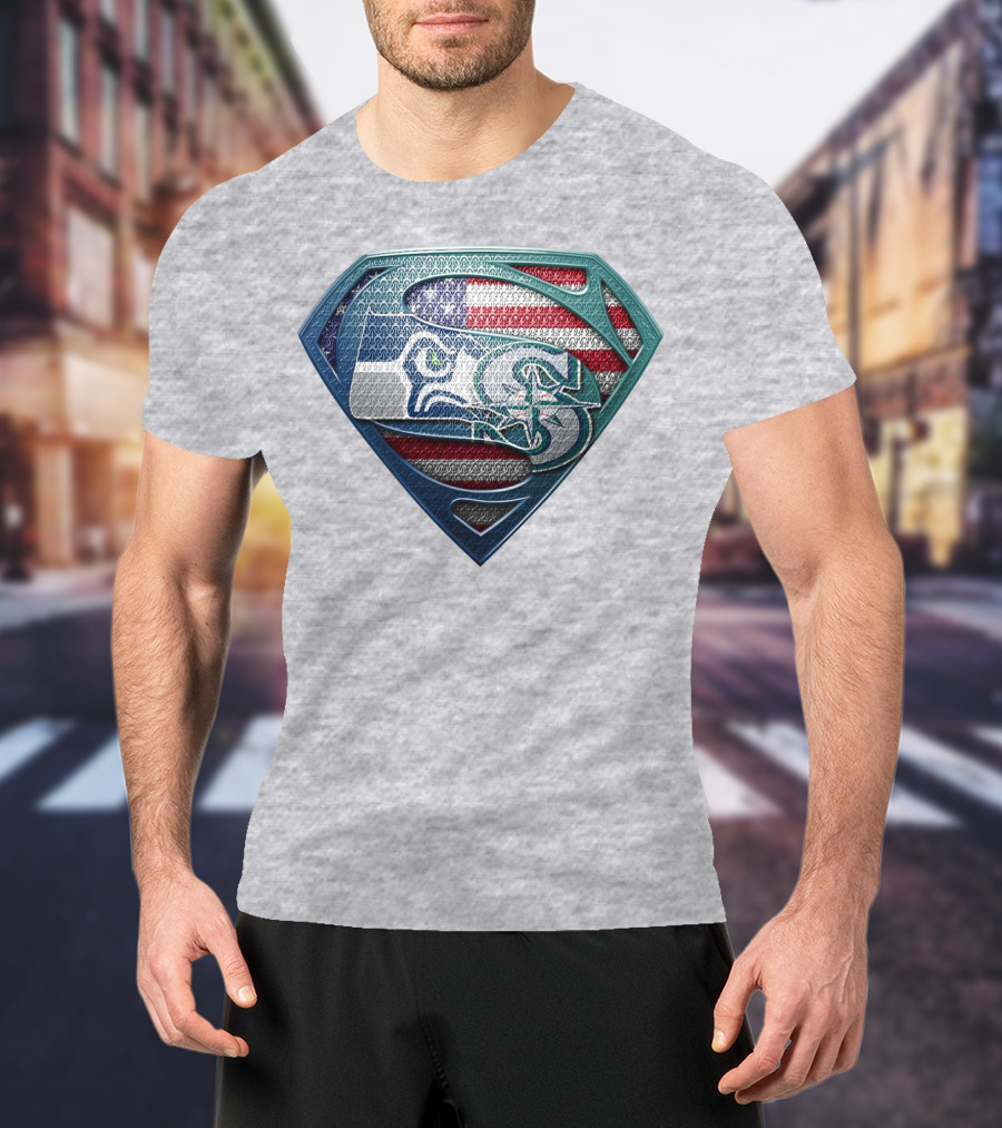 Seahawks Superman American Flag T-Shirt