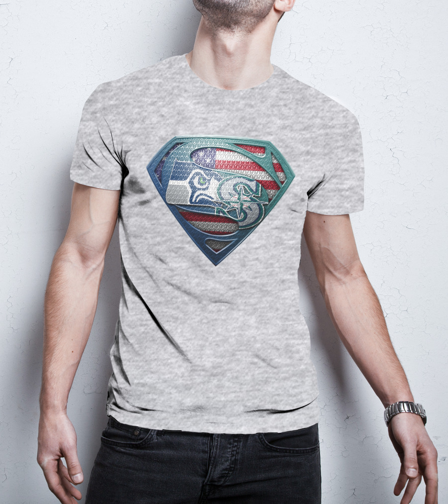Seahawks Superman American Flag T-Shirt