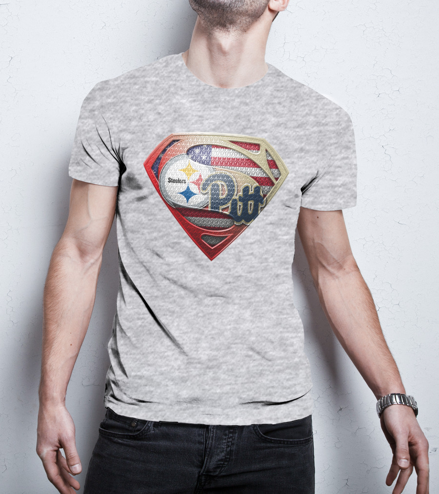 Superman Shield Stars And Stripes Steelers Pitt T-Shirt