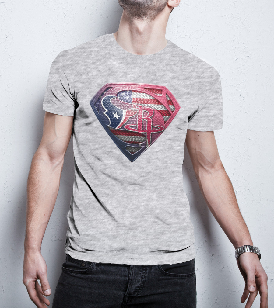 Superman Houston Texans Us Flag T-Shirt