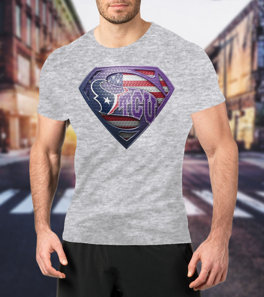 Tcu Super Shield American Flag Style T-Shirt