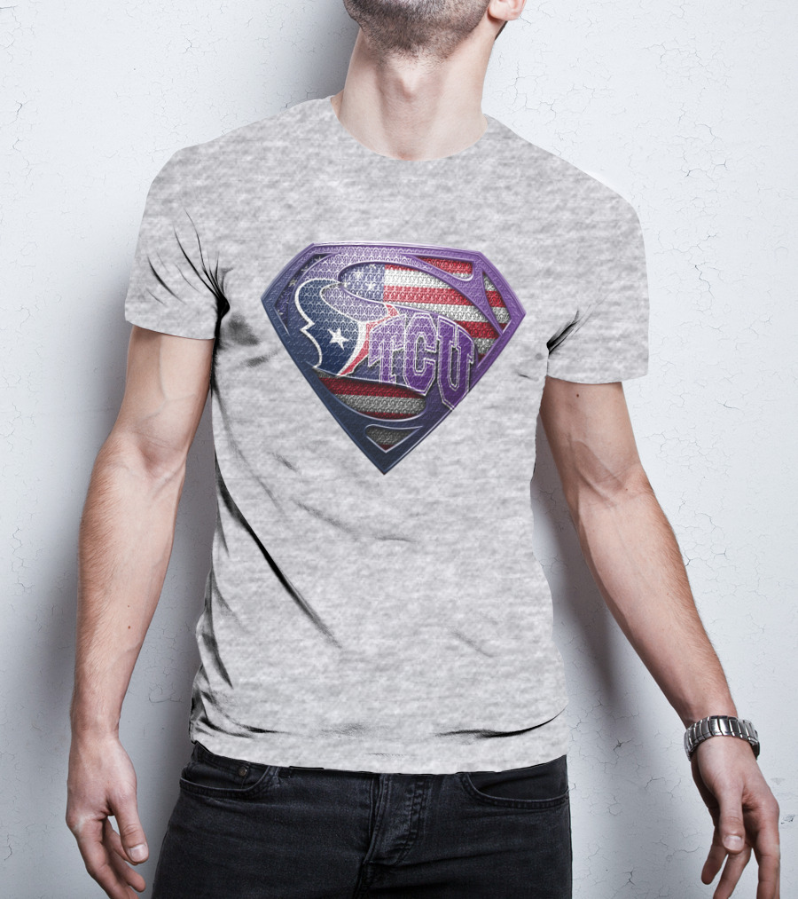 Tcu Super Shield American Flag Style T-Shirt