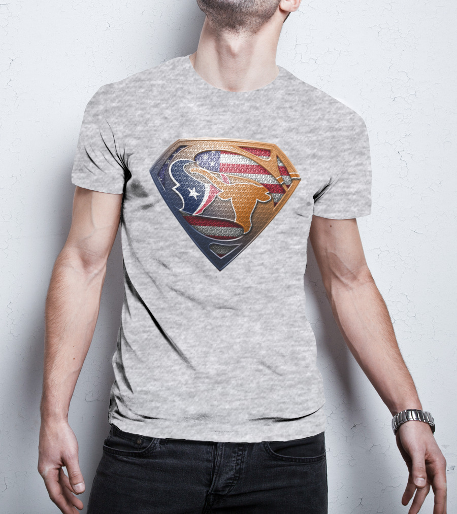 Texas Longhorns American Flag Superman Shield T-Shirt