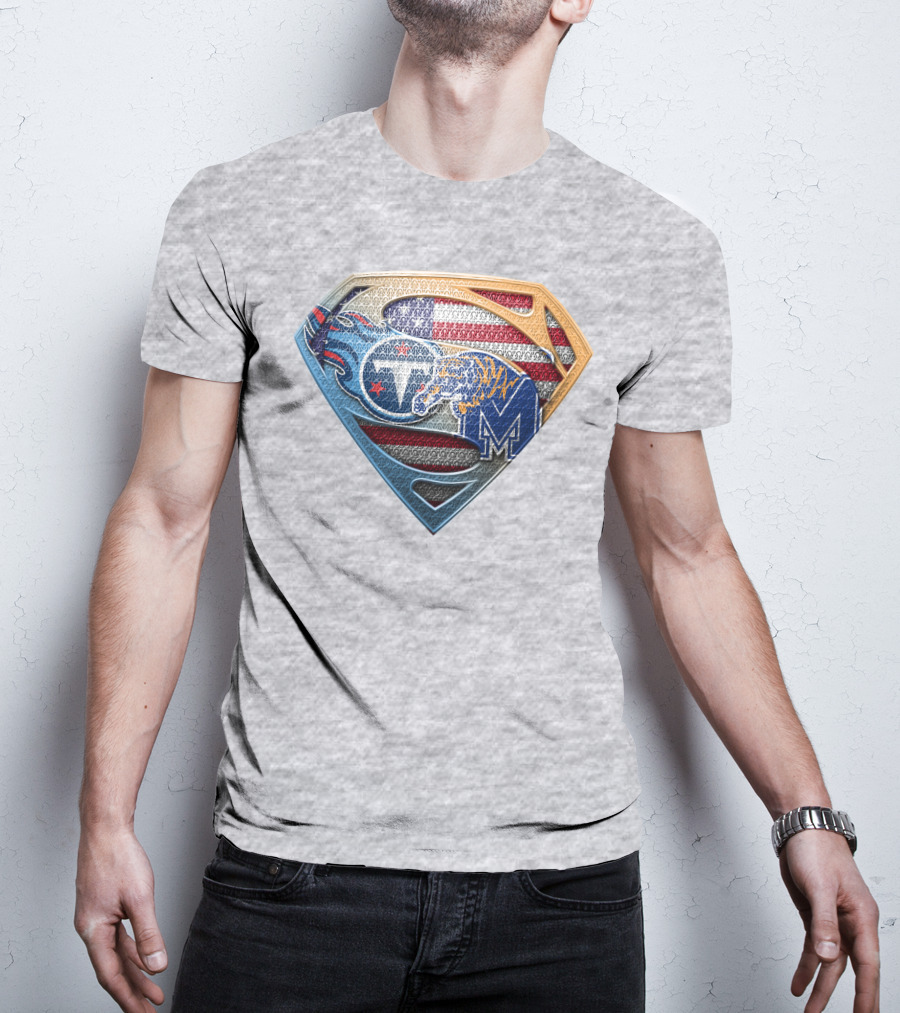 Memphis Tigers American Flag Superman Shield T-Shirt