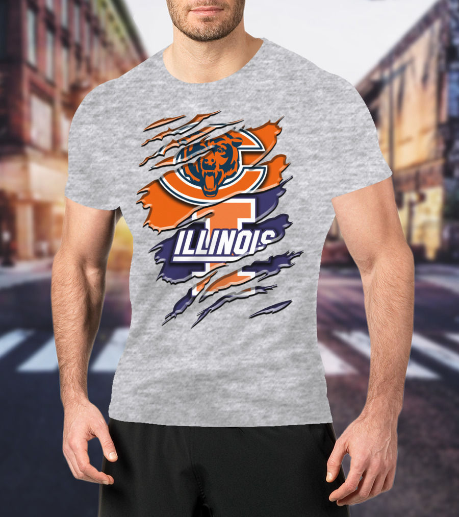 Chicago Bears Illinois Fighting Illini Mashup Rah T-Shirt
