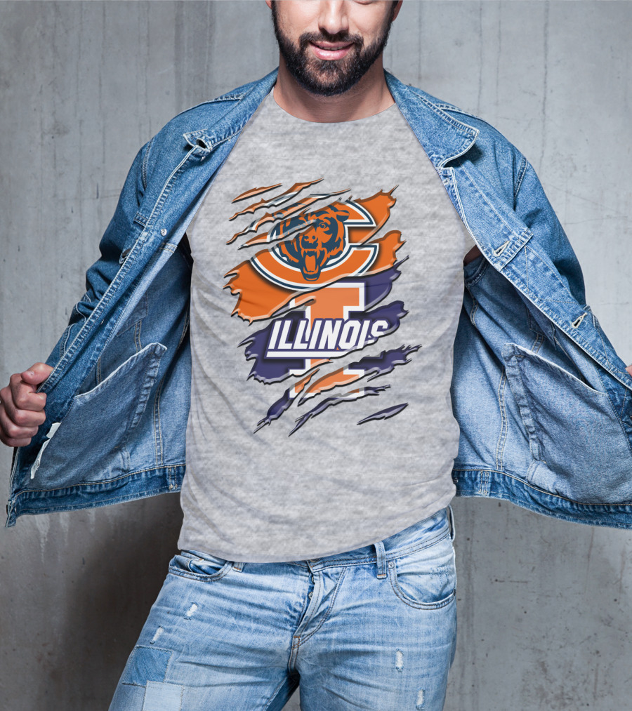 Chicago Bears Illinois Fighting Illini Mashup Rah T-Shirt