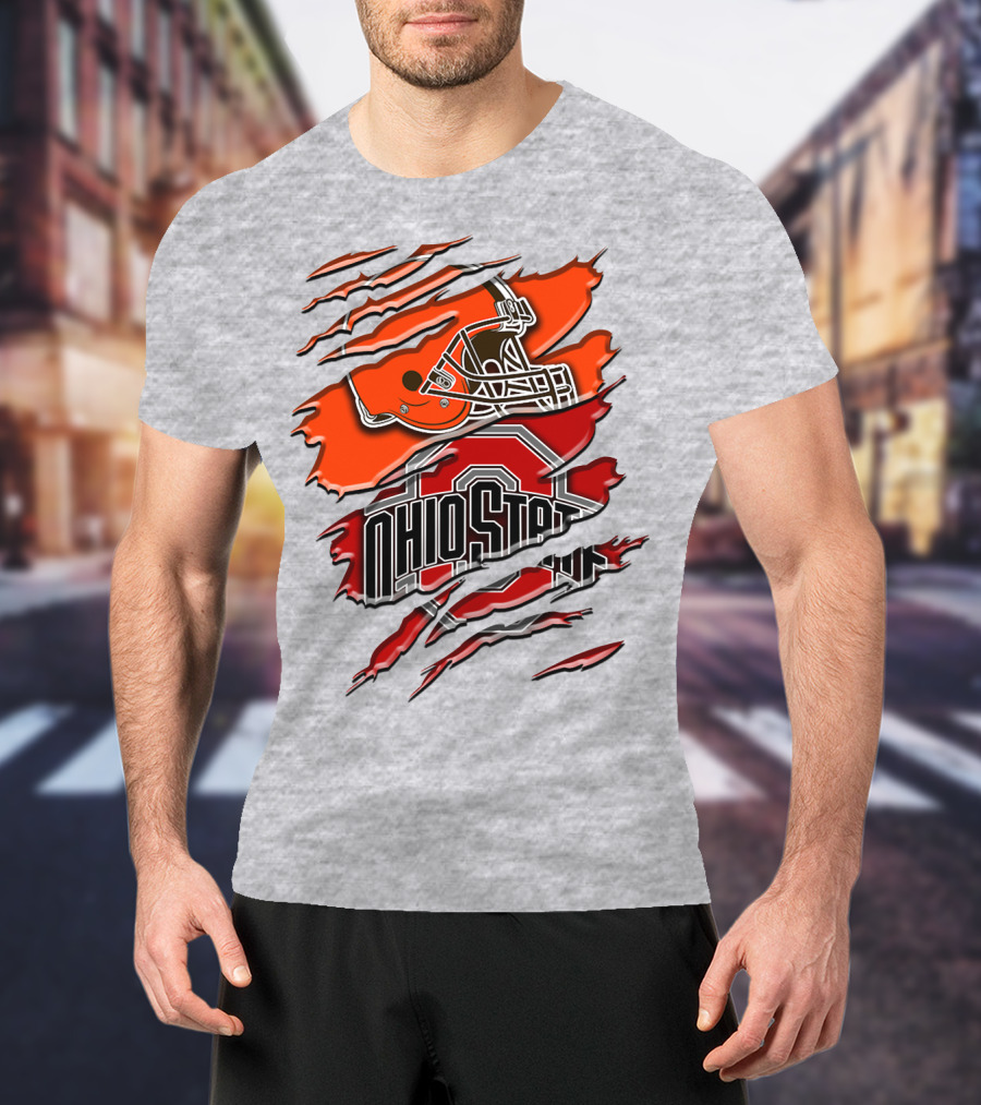 Ohio State Buckeyes Cleveland Browns Helmet Rah T-Shirt