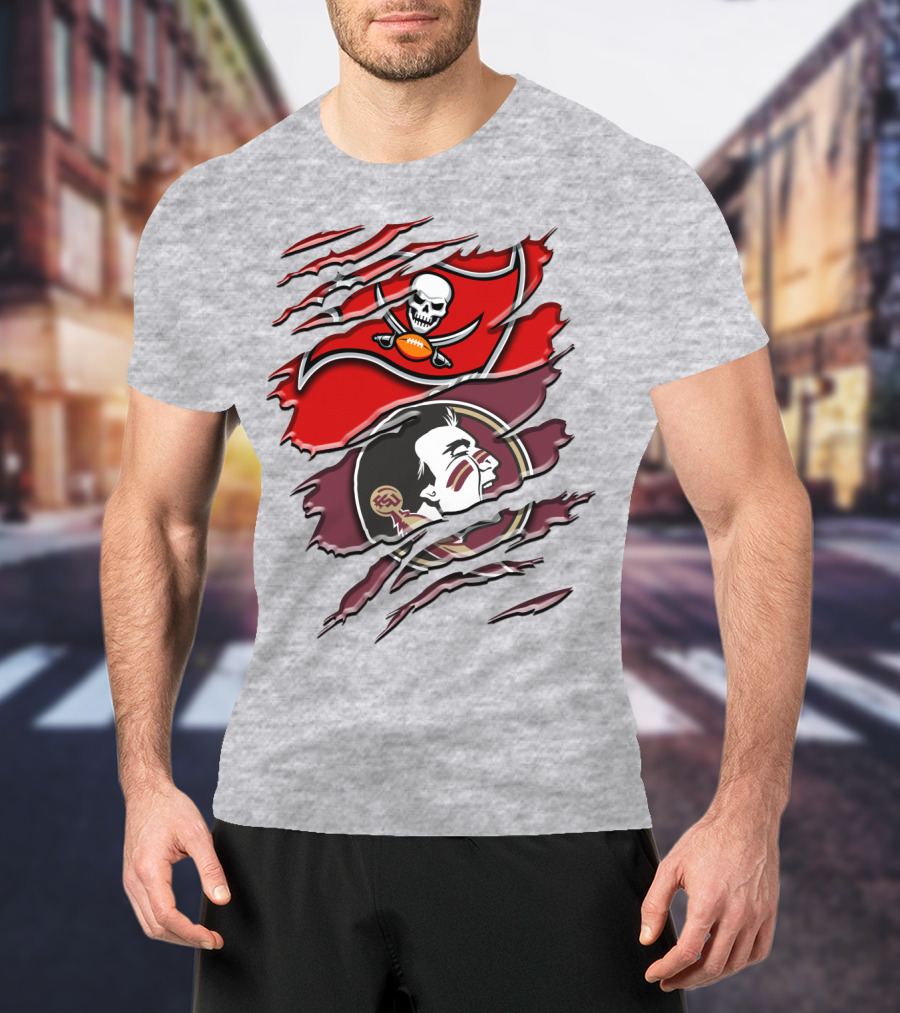 Tampa Bay Buccaneers Florida State Seminoles Logo Mashup T-Shirt
