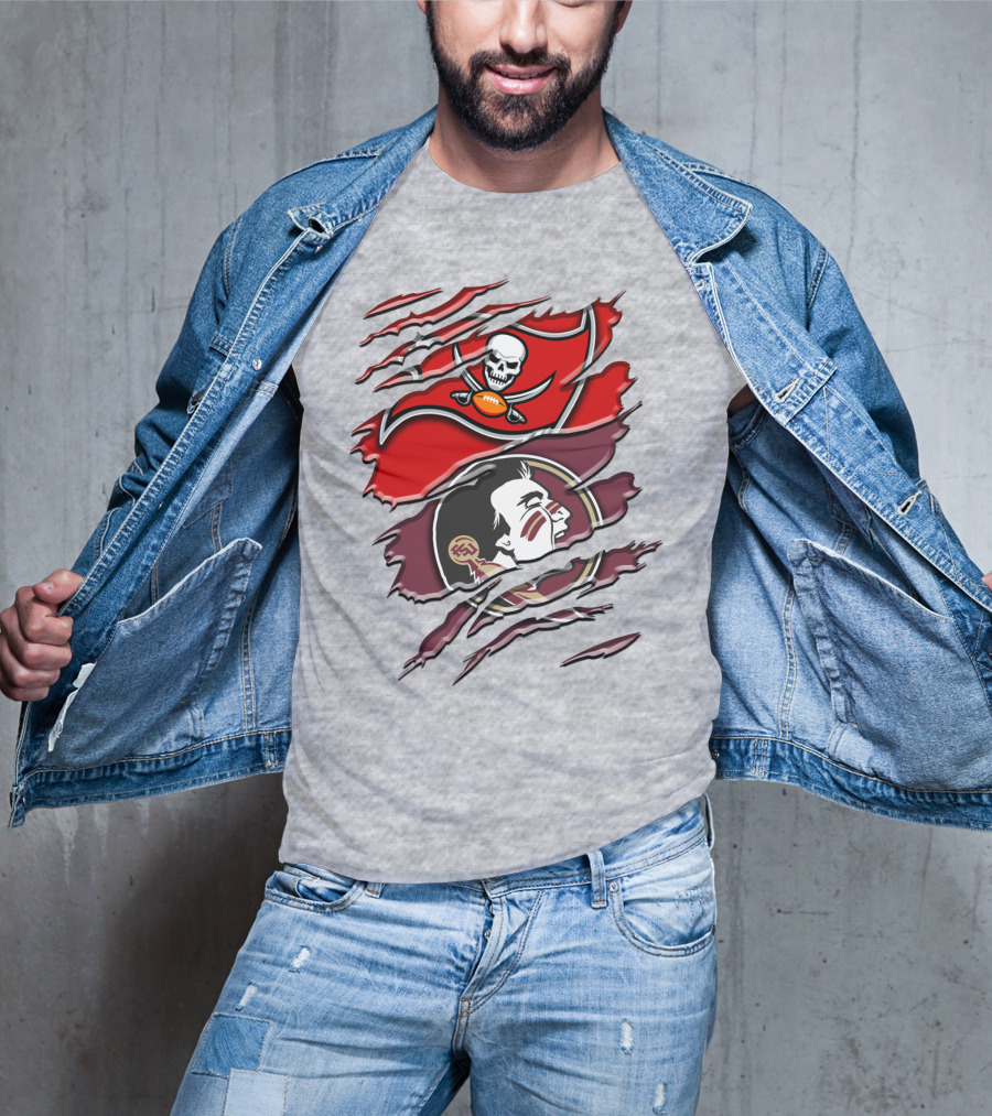 Tampa Bay Buccaneers Florida State Seminoles Logo Mashup T-Shirt