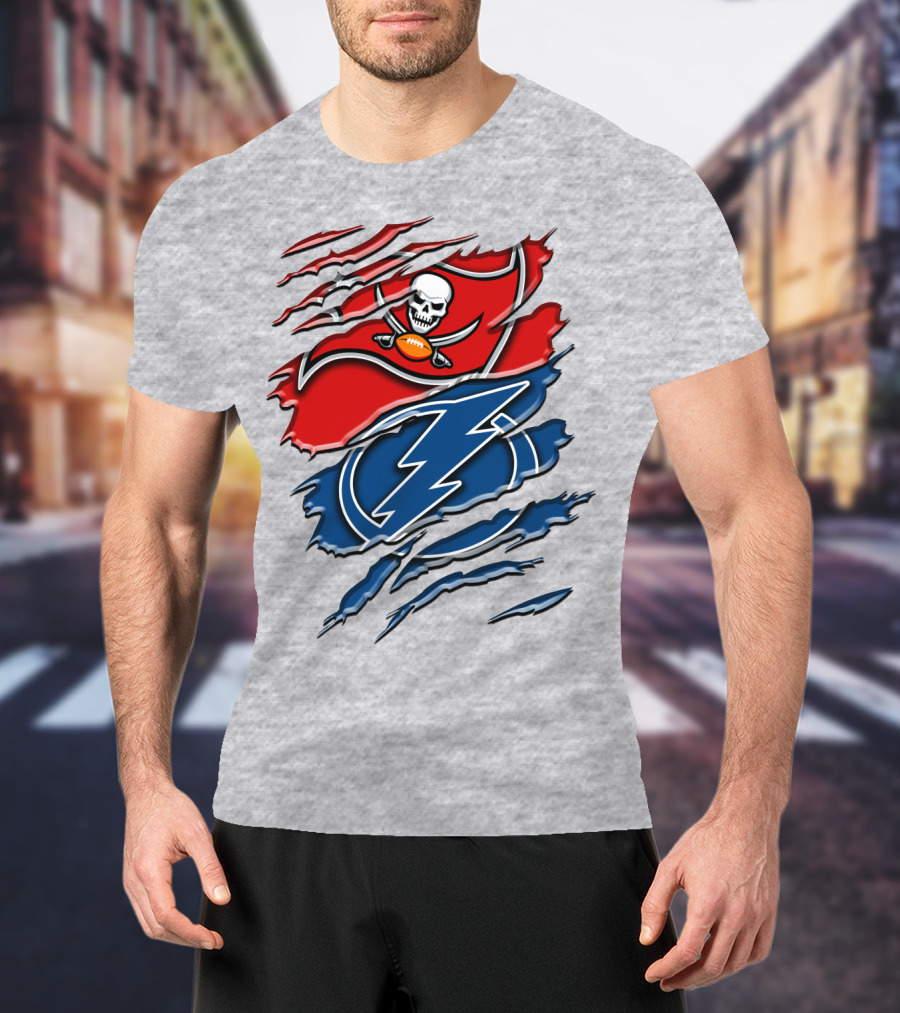 Tampa Bay Buccaneers Lightning Torn Design Rah 026 T-Shirt