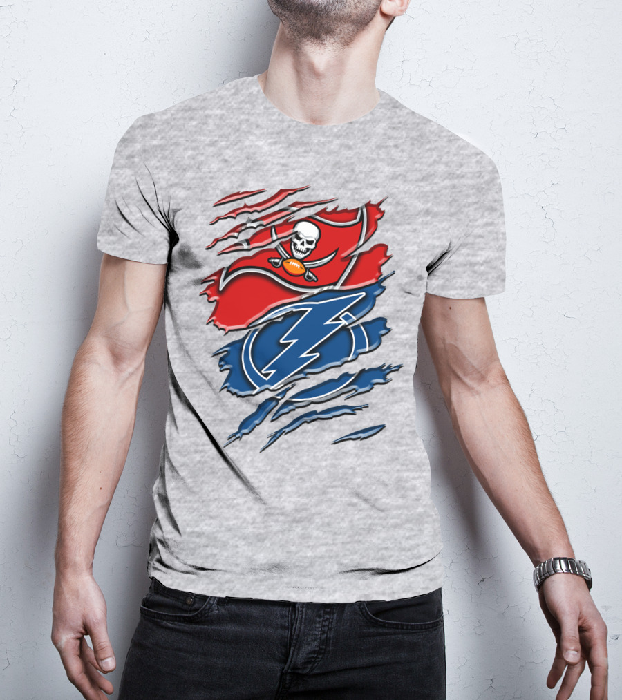 Tampa Bay Buccaneers Lightning Torn Design Rah 026 T-Shirt